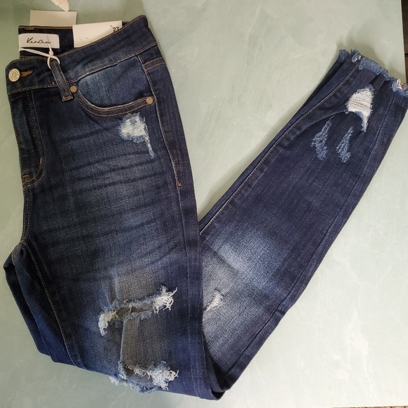 NEW! Kan Can  Mid-Rise Distressed Skinny Jeans - Picture 7 of 8